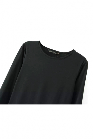 Round Neck Long Sleeve Plain Pullover Tee