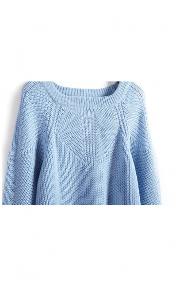 Plain Raglan Sleeve Square Neck Sweater