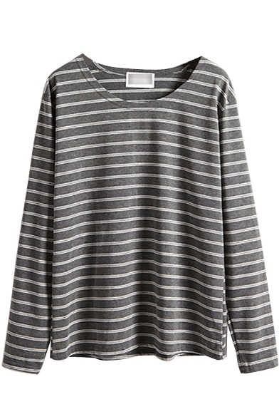 Long Sleeve Round Neck Striped T-Shirt