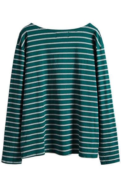Long Sleeve Round Neck Striped T-Shirt
