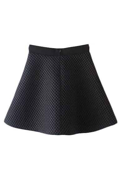 Mesh Plain Black Zipper Back Flare Skirt - Beautifulhalo.com