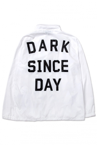 Letter Print Stand Up Collar Long Sleeve Sun Protect Coat