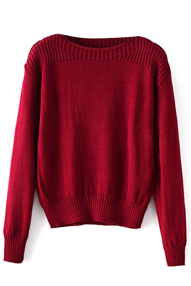Plain Long Sleeve Long Sleeve Pullover Sweater