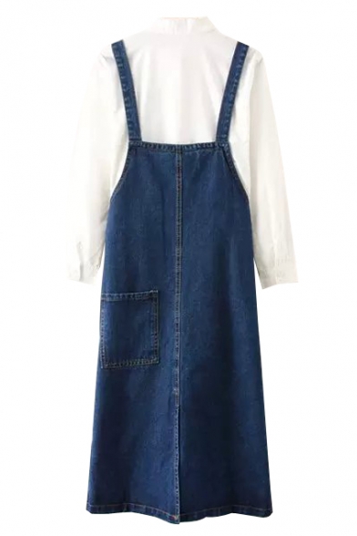 blue overall skirt