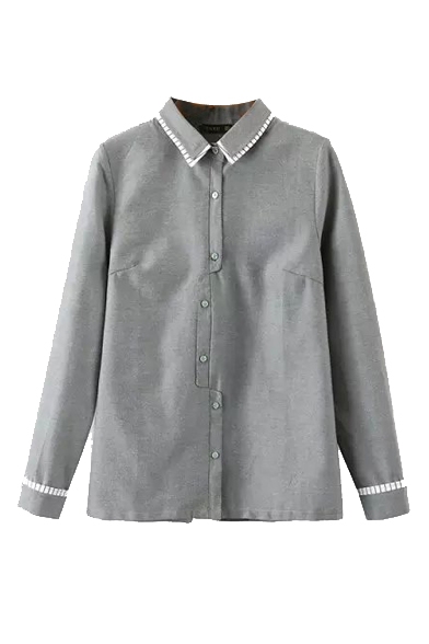Stylish Button Detail Lapel Pullover Shirt