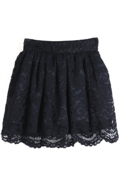 Plain Lace Zip Side Mini Skirt