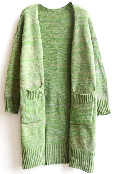 Double Pockets Long Sleeve Cocoon Neck Long Cardigan
