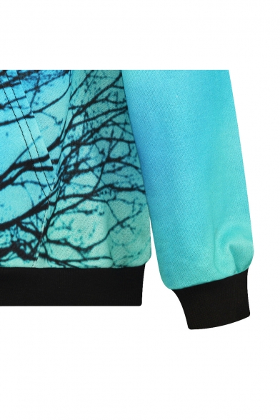 Hooded Ombre Tree Print Long Sleeve Sweatshirt
