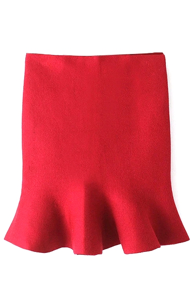 Bodycon Plain Ruffle Hem Mini Skirt