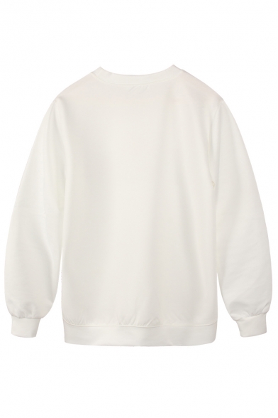 White Long Sleeve Alien Queen Print Sweatshirt - Beautifulhalo.com