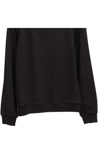 Pullover Letter Print Long Sleeve Round Neck Sweatshirt