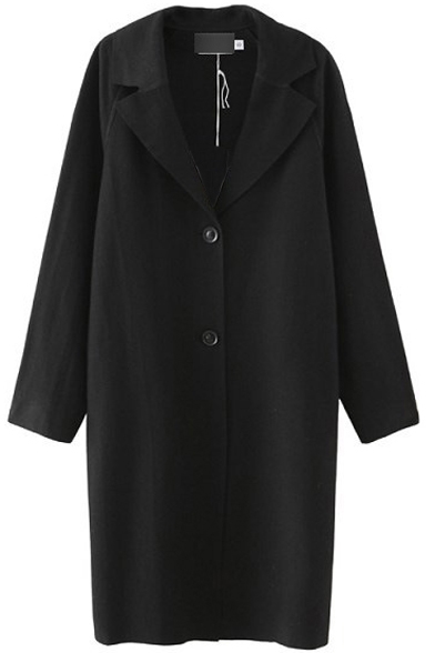 Single Breasted Long Sleeve Notched Lapel Coat