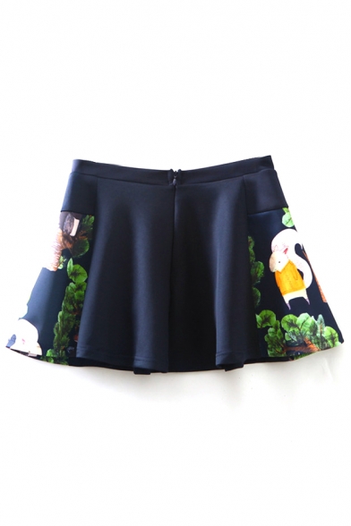 Zip Back Long Sleeve Print with A-Line Mini Skirt