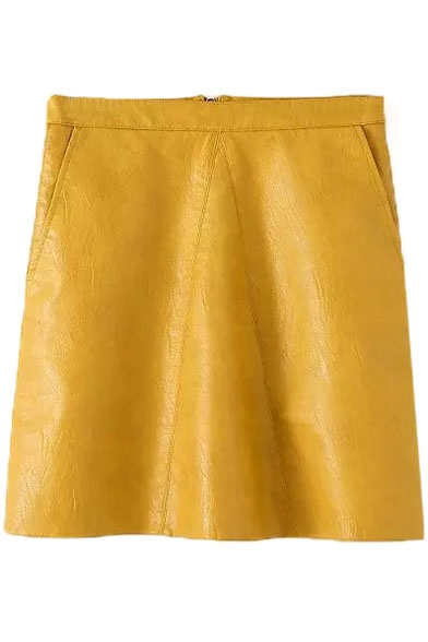 Zipper Back Bodycon PU Plain Mini Skirt