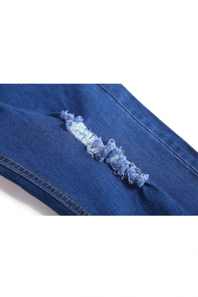 Ripped Zipper Fly Skinny High Waist Jeans