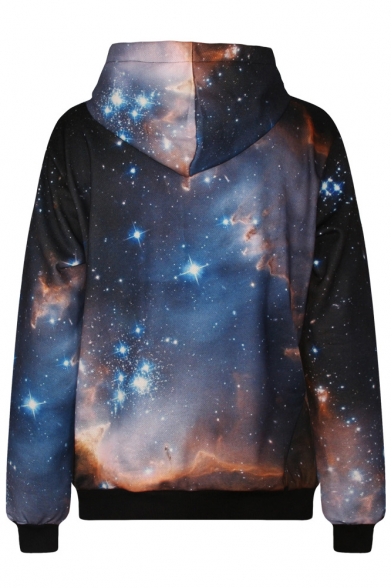 Black Galaxy Long Sleeve Hooded Sweatshirt - Beautifulhalo.com