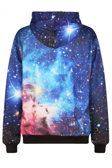 Hooded Long Sleeve Galaxy Print Sweatshirt