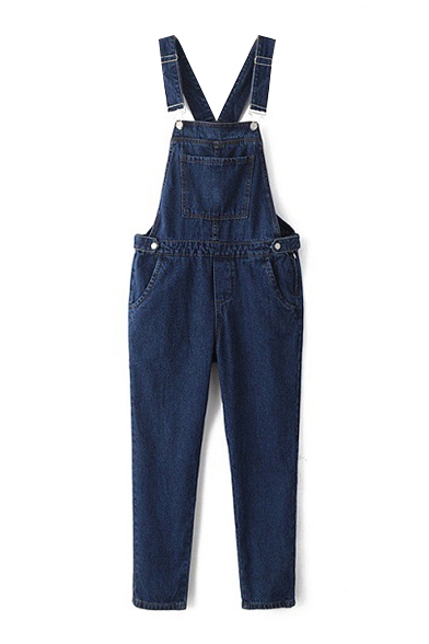 Overall Long Plain Skinny Zip Side Jeans