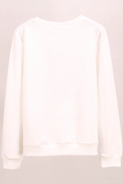 Print Long Sleeve Round Neck Pullover Sweatshirt