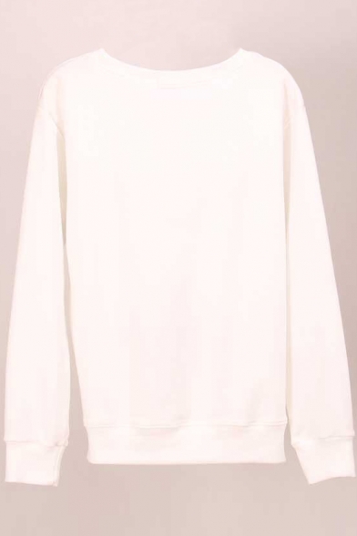 Print Long Sleeve Round Neck Pullover Sweatshirt