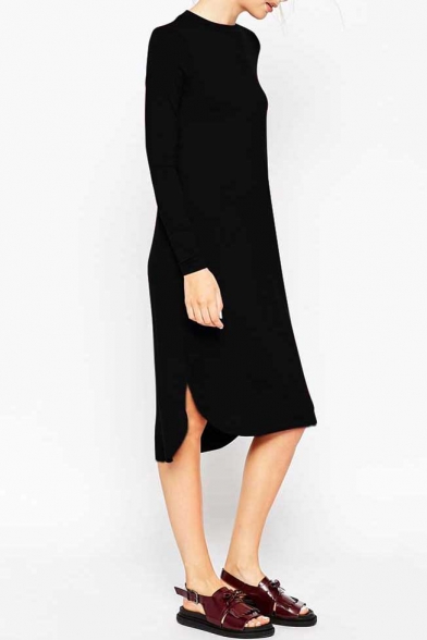 long sleeve midi t shirt dress