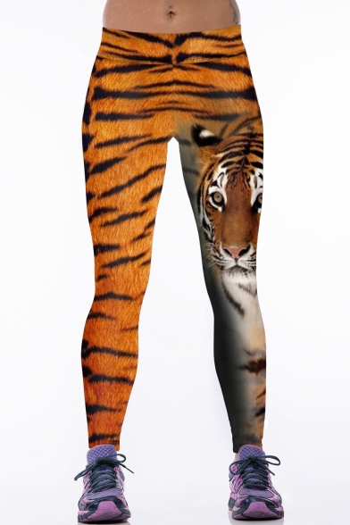 Tiger Print Elastic Waist Skinny Stretch Yoga Leggings