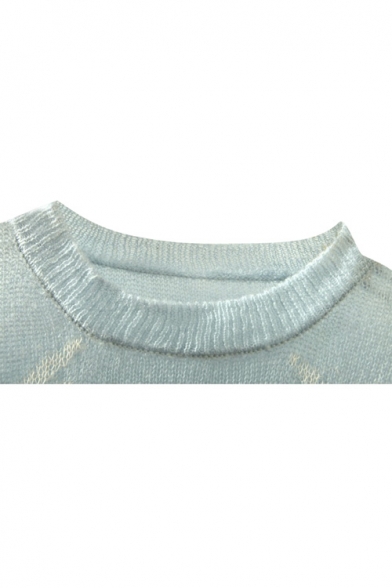 Deer Patterned Cutout Sheer Pullover Batwing Sleeve Sweater