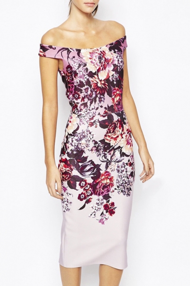 pink floral bodycon dress