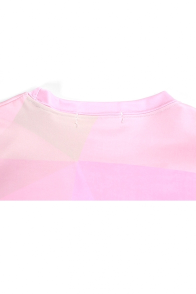 Pink Cat Print Long Sleeve Pullover Loose Sweatshirt