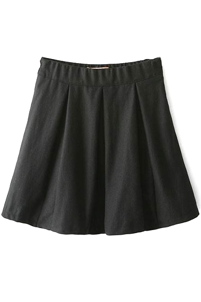 Plain Zip Side A-Line Tweed Mini Skirt