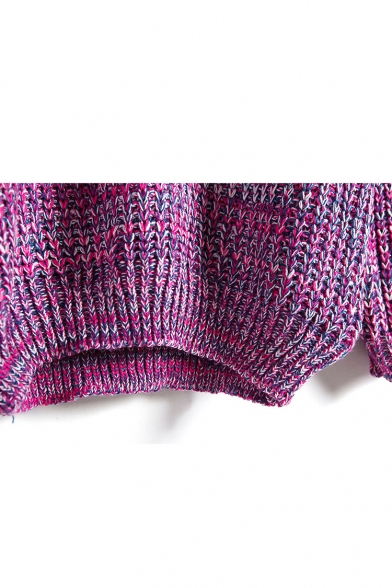 Round Neck Plain Long Sleeve Chunky Knit Sweater