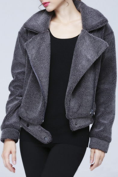 Notch Lapel Plain Outerwear