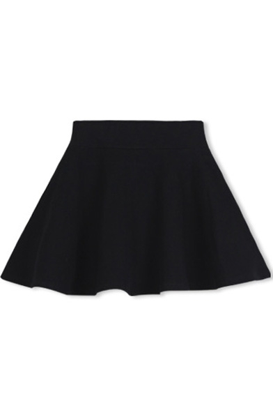 Elastic Waist A-Line Mini Plain Skater Skirt