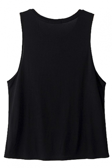 Women's Black Casual Skull Cross Print Summer Vest Top Camisoles