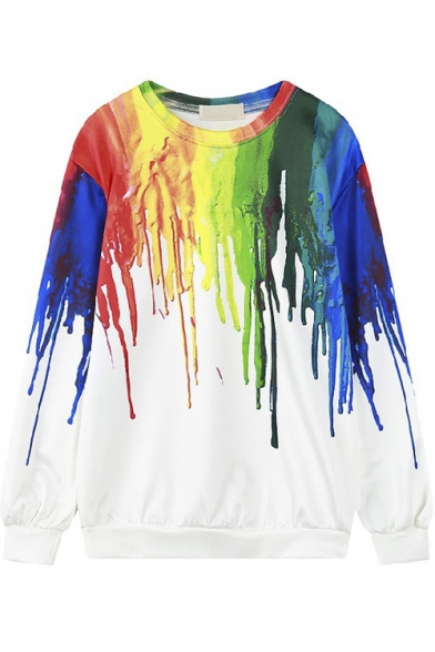 Colorful Graffiti Loose Round Neck Pullover Sweatshirt