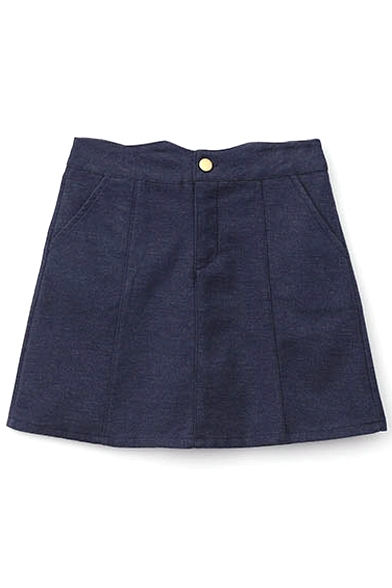 Zipper Fly A-Line Plain Mini High Waist Pockets Skirt