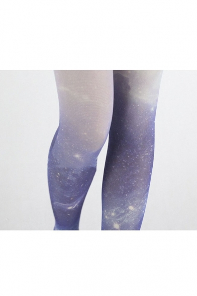 Color Block Ombre Galaxy Print Skinny Pantyhose