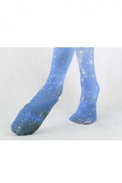 High Waist Galaxy Print Skinny Pantyhose