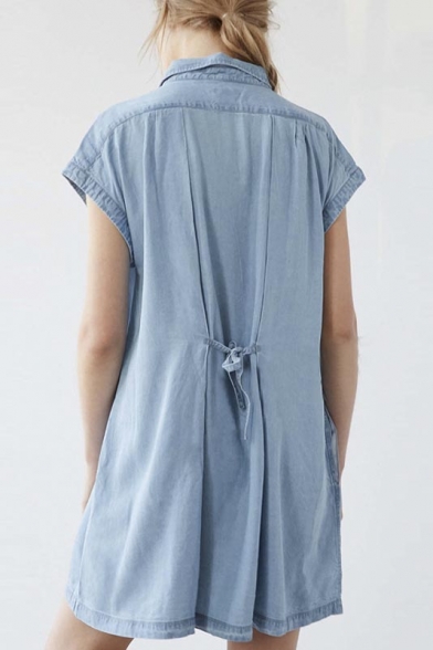 cap sleeve denim dress