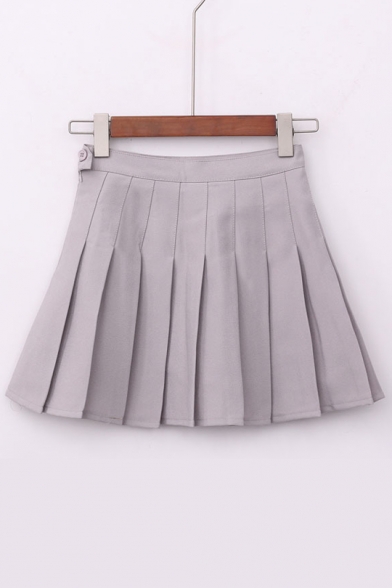 Plain Pleated Lovely Mini Flared skirt - Beautifulhalo.com