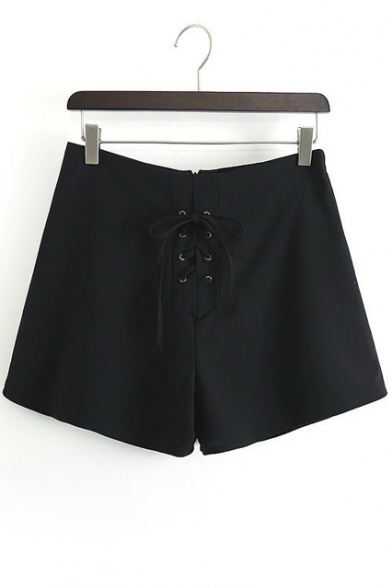 Lace-up Flat Front Shorts