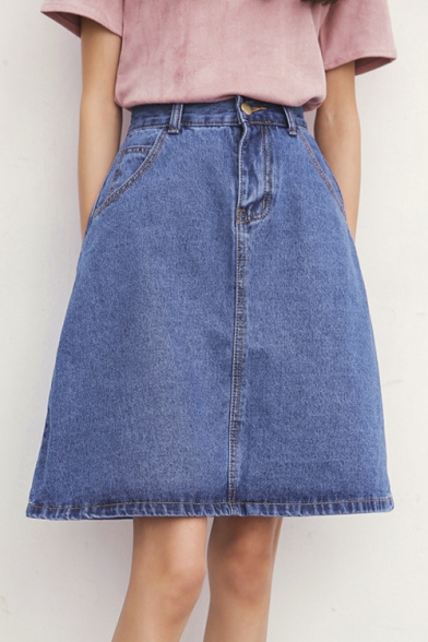 A-line Classic 5 Pockets Denim Mini Skirts