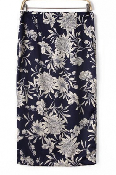 Floral Print Tube Midi Skirts