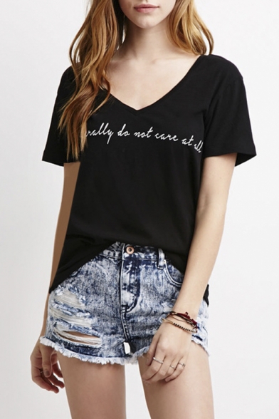 Relaxed Fit Letter Print long Line Tops
