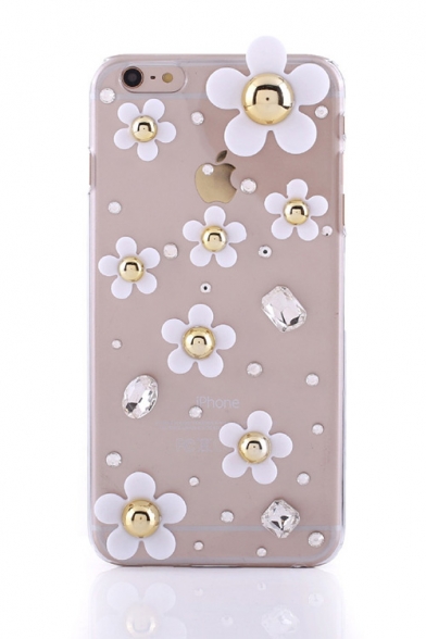 Fashion Ladies Petal Pattern Crystal Design Soft Case for iPhone