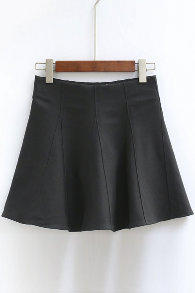 A-line Pintuck Decor Mini Skirts
