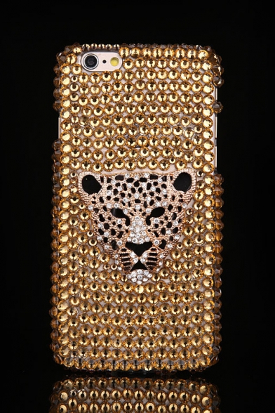 Luxury Leopard Pattern Crystal Rhinestone Design Soft Case for iPhone