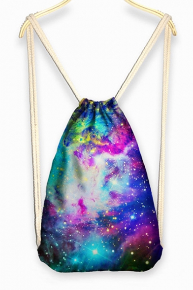 Fashion Unisex Linen Drawstring Weekend Bag Backpack