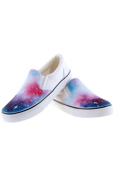 Hand-Painted Mysterious Galaxy Canvas Round Toe Sneakers For Women ...