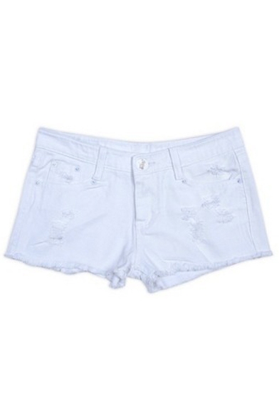 Basic Distressed Frayed Hem Hot Pants Denim Shorts - Beautifulhalo.com